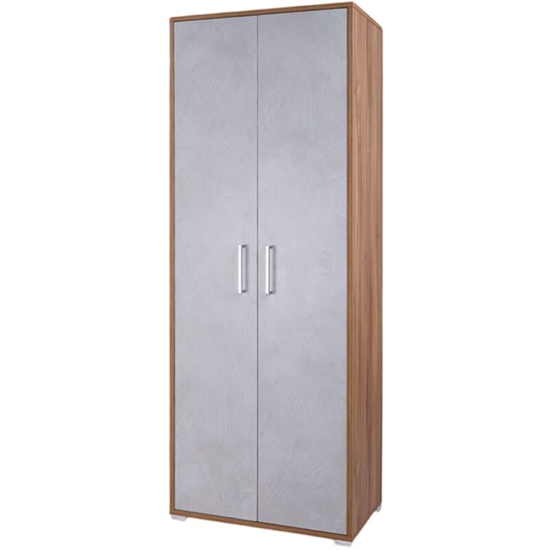 foto del prodotto liberoshopping scarpiera 2 ante grande in legno con ripiani 70x189h cm noce chiaro anta cemento chiaro