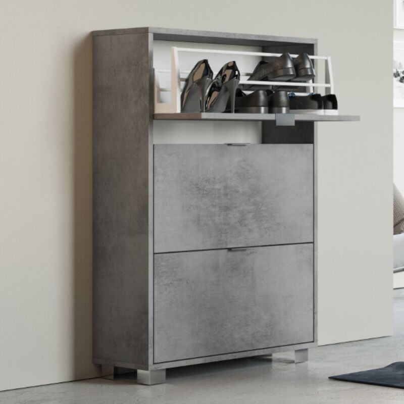 foto del prodotto liberoshopping scarpiera con 3 ante a ribalta in legno 76x118h cm cemento