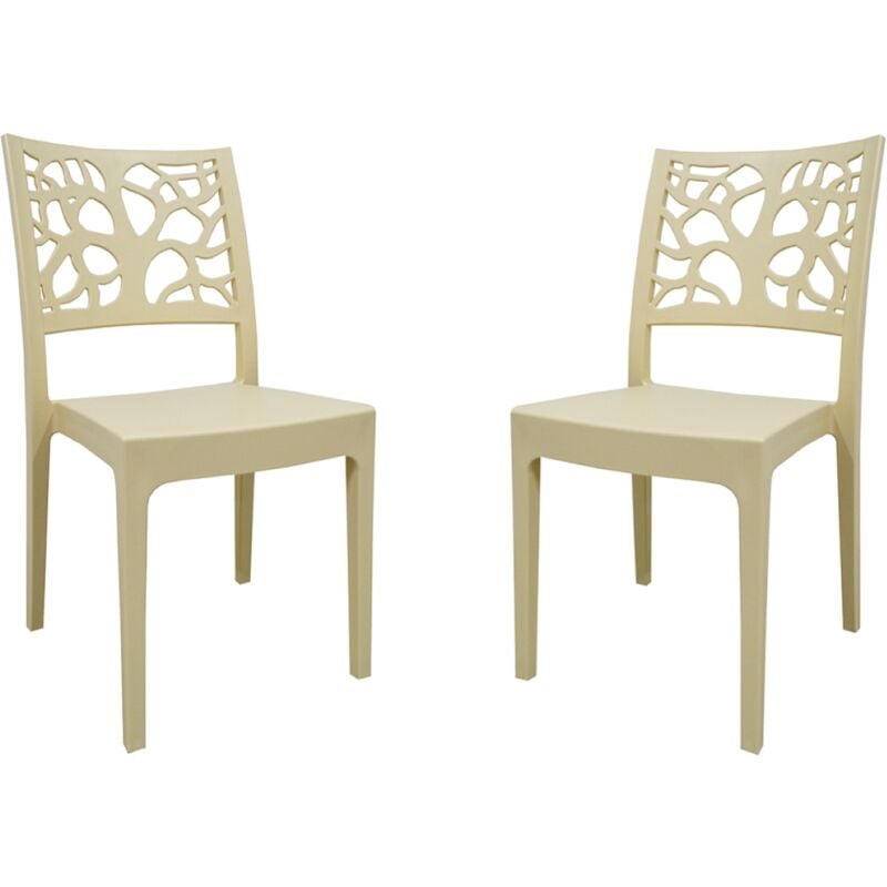 foto del prodotto liberoshopping sedia da bar cucina in polipropilene impilabile teti beige set 2