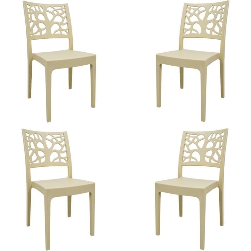 foto del prodotto liberoshopping sedia da bar cucina in polipropilene impilabile teti beige set 4