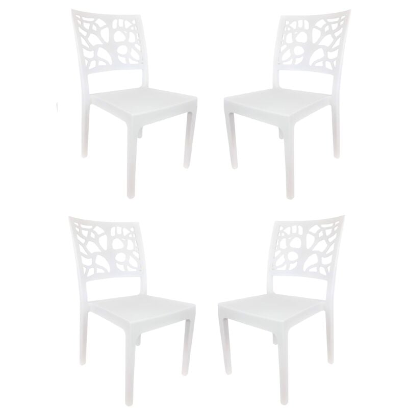 foto del prodotto liberoshopping sedia da bar cucina in polipropilene impilabile teti bianco set 4