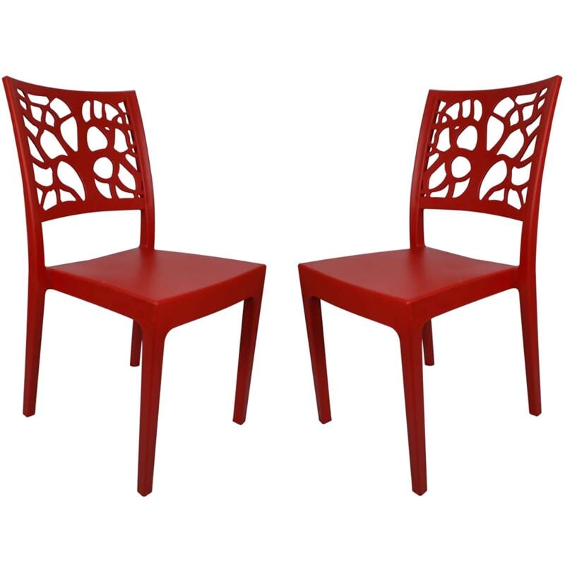foto del prodotto liberoshopping sedia da bar cucina in polipropilene impilabile teti rosso set 2