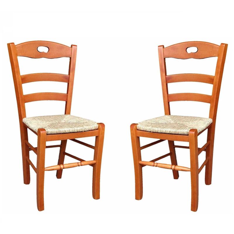 foto del prodotto liberoshopping sedia da cucina con seduta paglia loire ciliegio set 2 pz