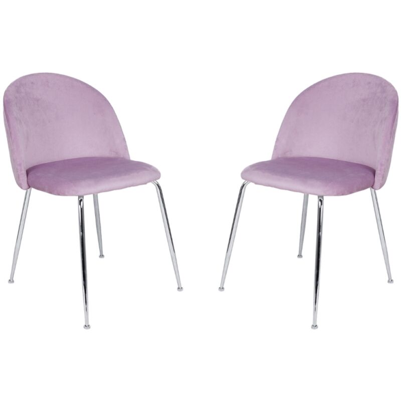 foto del prodotto liberoshopping sedia da pranzo in velluto glicine con gambe in metallo cromo paris 2 sedie