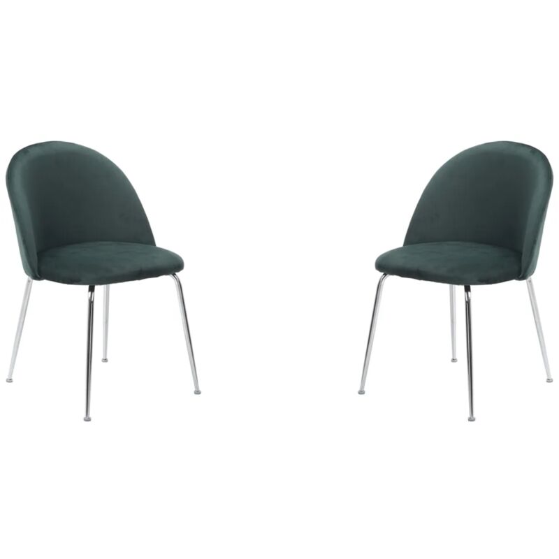 foto del prodotto liberoshopping - sedia da pranzo in velluto verde con gambe in metallo cromo - paris 2 sedie