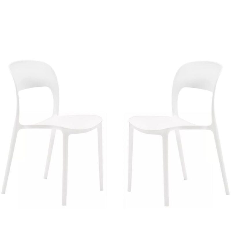 foto del prodotto liberoshopping sedia impilabile in polipropilene nathan bianco set 2 pezzi