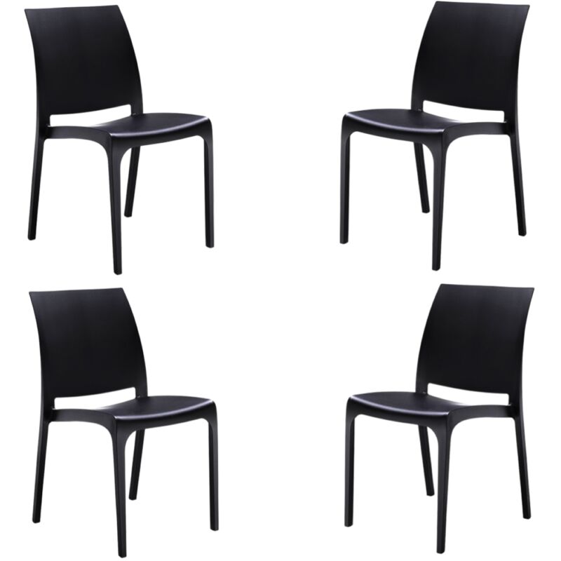 foto del prodotto liberoshopping - sedia impilabile in polipropilene per interni ed esterni volga nero set 4 pezzi