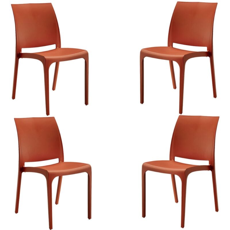 foto del prodotto liberoshopping - sedia impilabile in polipropilene per interni ed esterni volga rosso set 4 pezzi