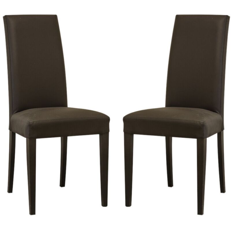 foto del prodotto liberoshopping - sedia in ecopelle con gambe verniciate testa di moro mod. denver set da 2 pezzi