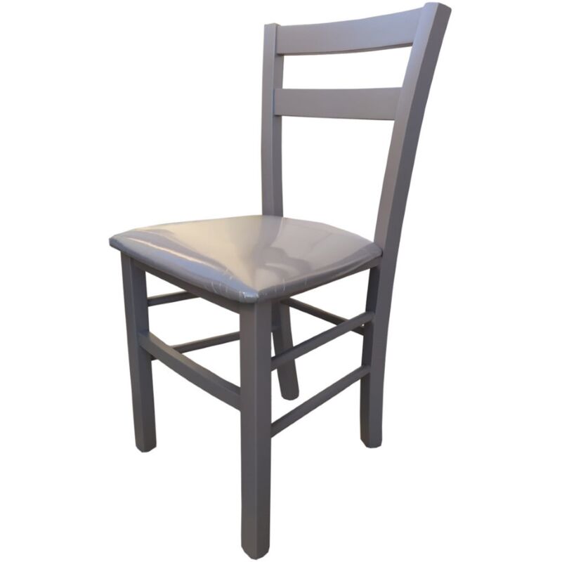 foto del prodotto liberoshopping sedia in legno con seduta ecopelle mina set da 2 grigio