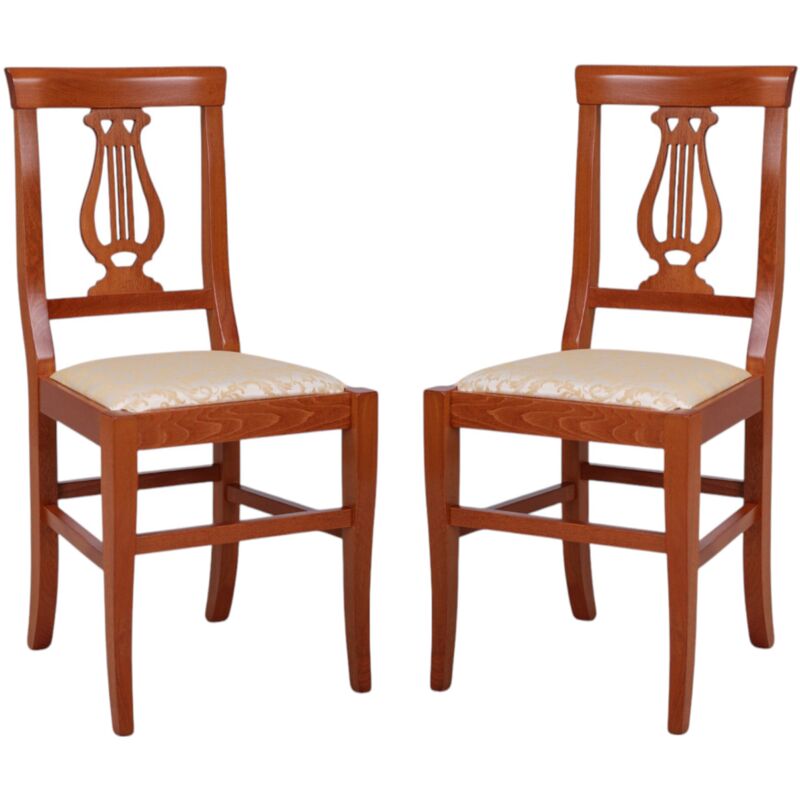 foto del prodotto liberoshopping sedia in legno massello ciliegio con seduta imbottita lira set 2 pezzi