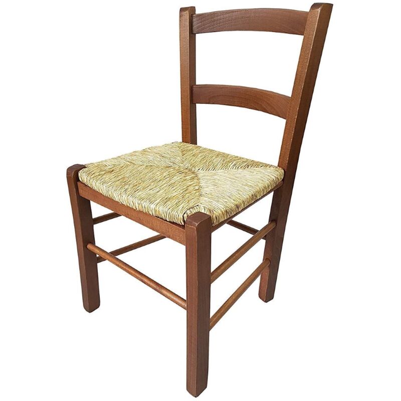 foto del prodotto liberoshopping sedia in legno seduta in paglia mezzana noce 71x39x39 cm
