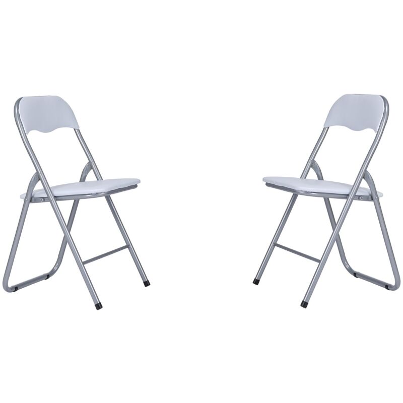foto del prodotto liberoshopping sedia in metallo pieghevole seduta ecopelle bianco set 2 pezzi