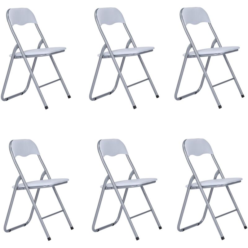 foto del prodotto liberoshopping sedia in metallo pieghevole seduta ecopelle bianco set 6 pezzi