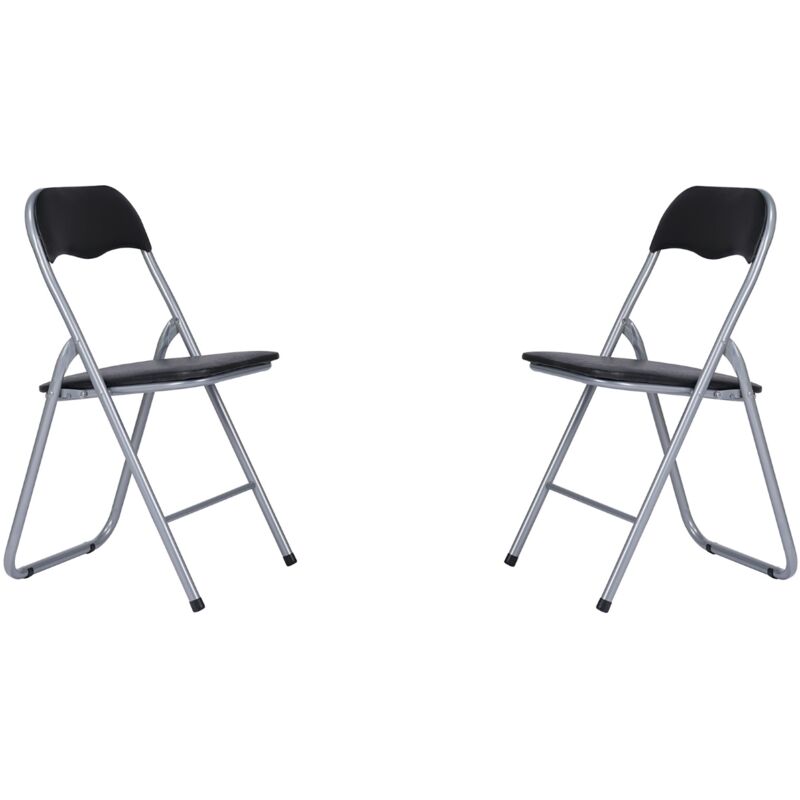 foto del prodotto liberoshopping - sedia in metallo pieghevole seduta ecopelle nero set 2 pezzi