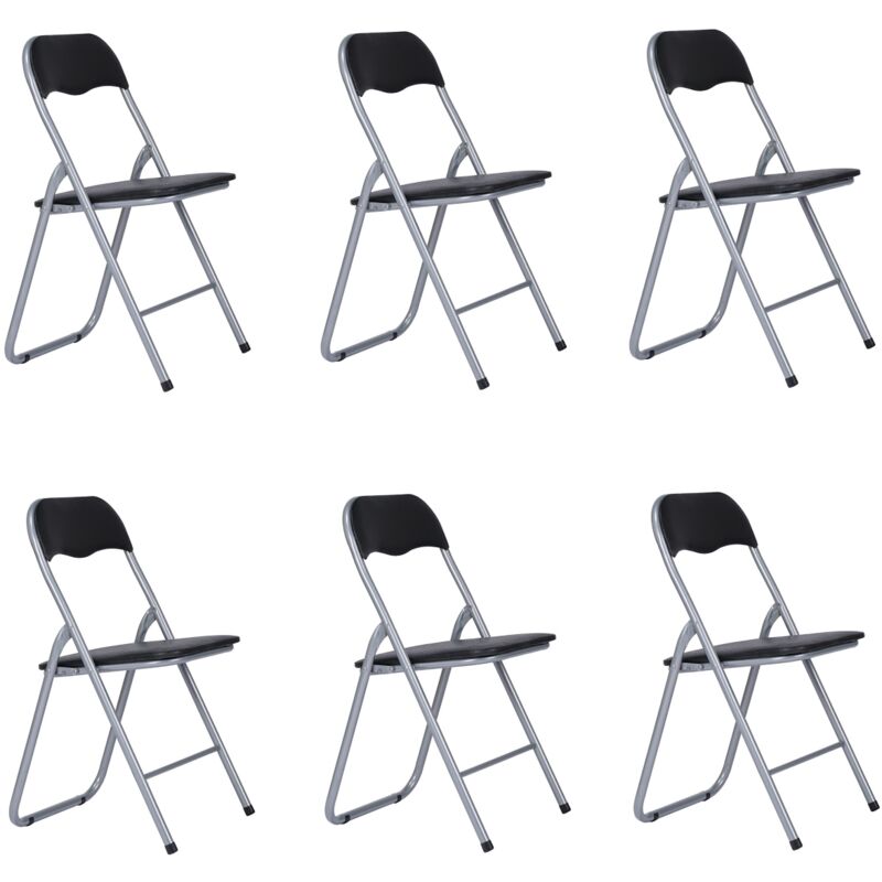 foto del prodotto liberoshopping sedia in metallo pieghevole seduta ecopelle nero set 6 pezzi