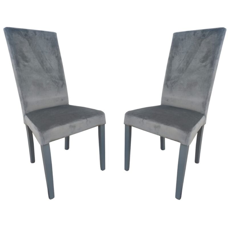 foto del prodotto liberoshopping sedia in velluto con gambe verniciate grigio mod.denver set da 2
