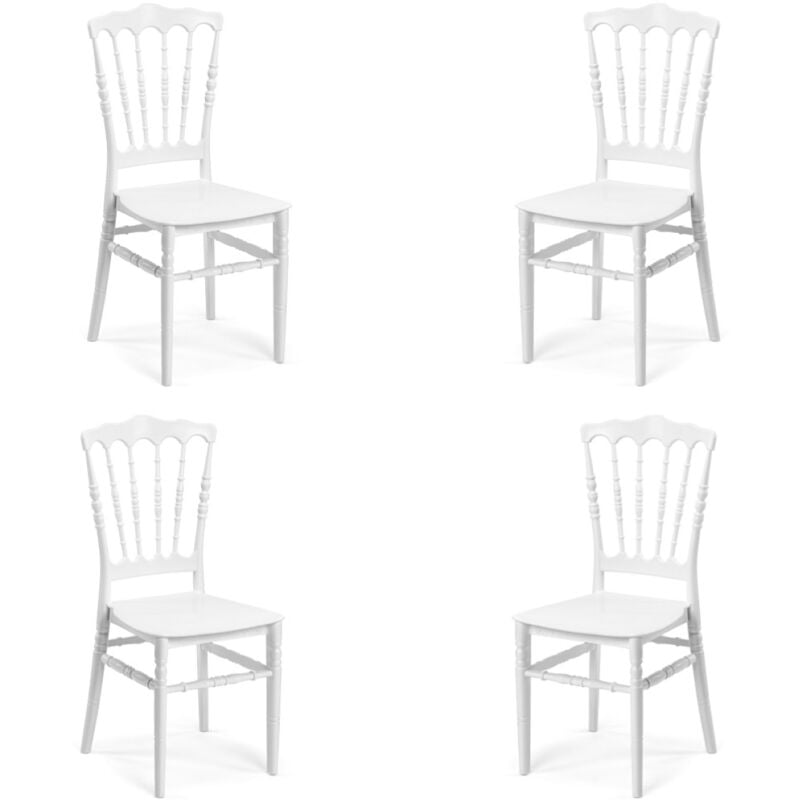 foto del prodotto liberoshopping - sedia per interni esterni bianco - impilabile napoleone 4 sedie