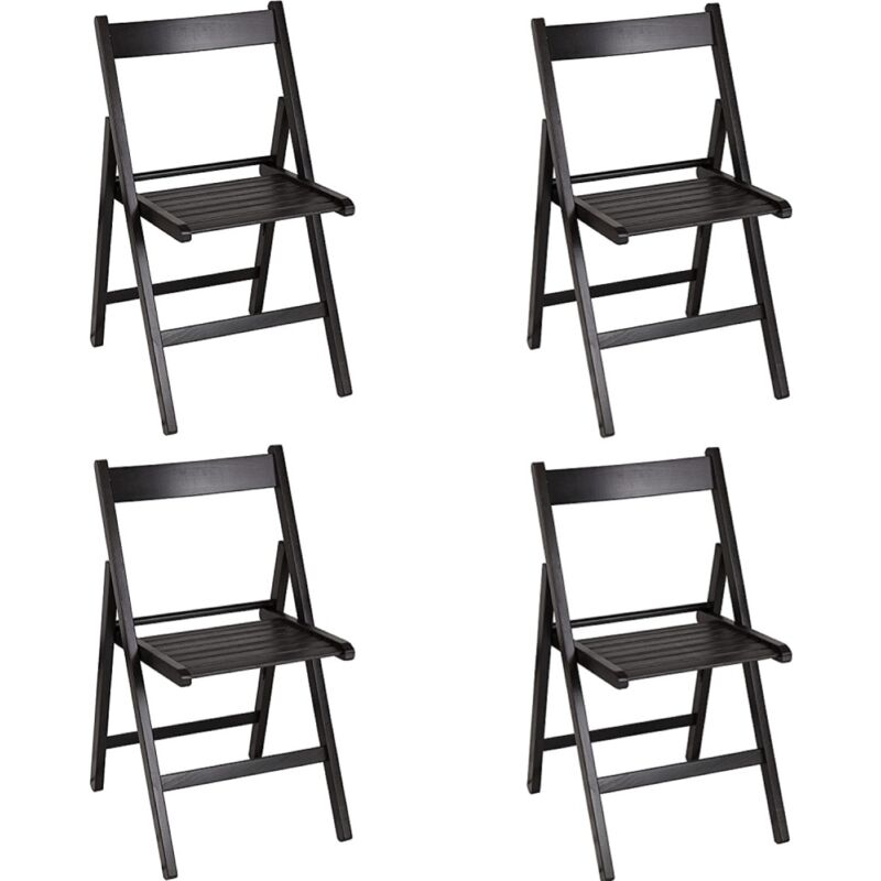 foto del prodotto liberoshopping sedia pieghevole salvaspazio in legno lusso colorata nero set da 4