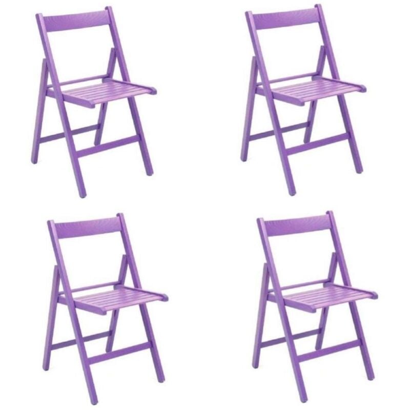 foto del prodotto liberoshopping sedia pieghevole salvaspazio in legno lusso colorata viola set da 4