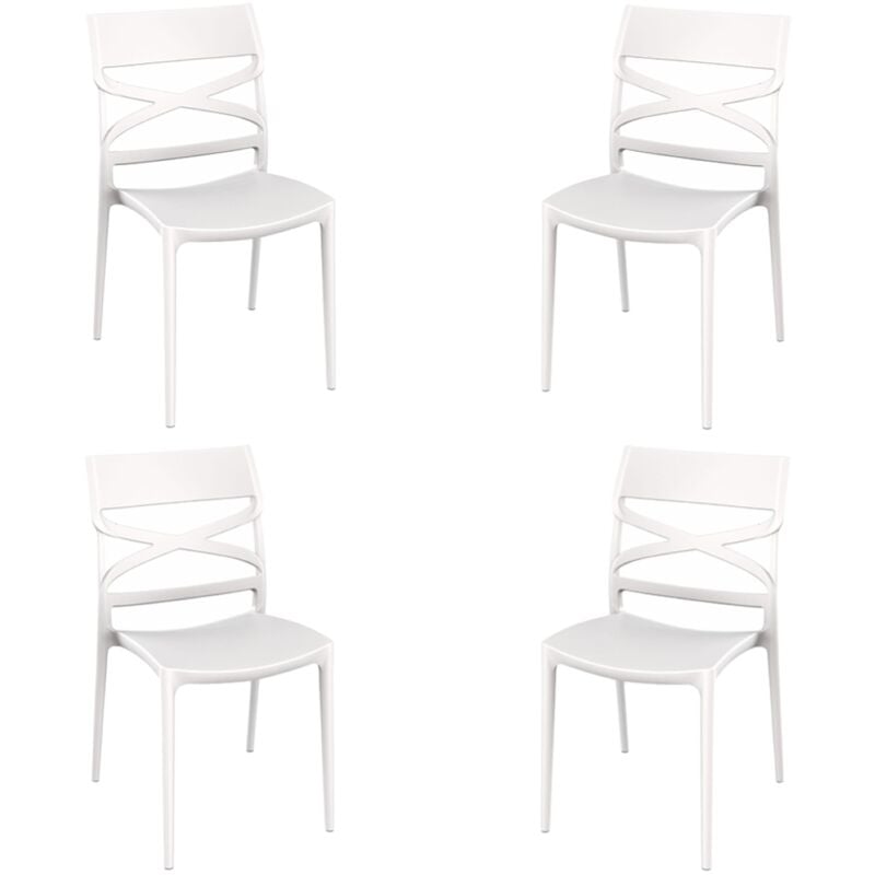 foto del prodotto liberoshopping sedia polipropilene per interno e esterno impilabile mirok bianco set 4 pezzi