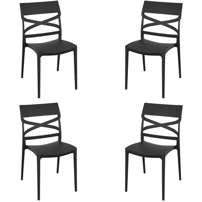 foto del prodotto liberoshopping sedia polipropilene per interno e esterno impilabile mirok nero set 4 pezzi
