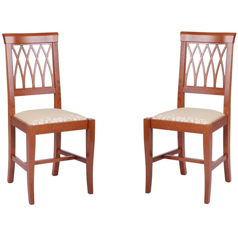 foto del prodotto liberoshopping sedie per cucina in legno ciliegio seduta imbottita 2 pezzi treccia