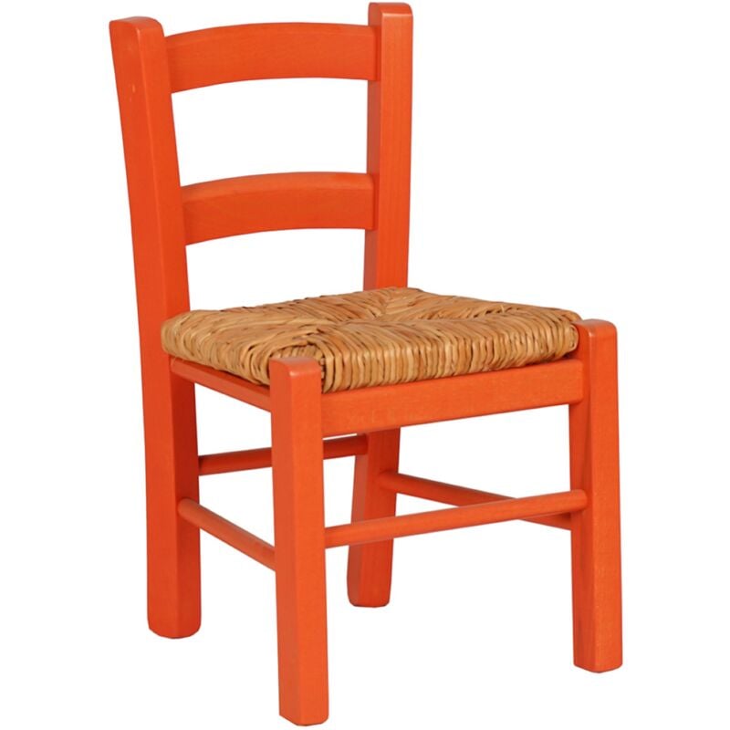 foto del prodotto liberoshopping sediolina baby in legno seduta paglia sedia piccola per bambino arancio