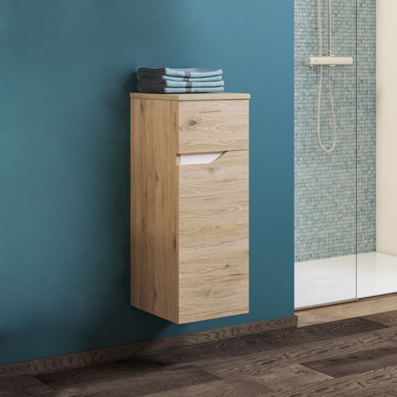 foto del prodotto liberoshopping semicolonna sospesa in legno con anta e cassetto h79 grace2 quercia naturale