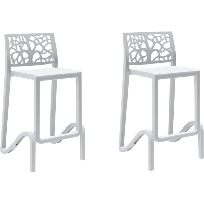 foto del prodotto liberoshopping sgabello bar alto h. seduta 65 cm con schienale teti bianco set 2 pezzi