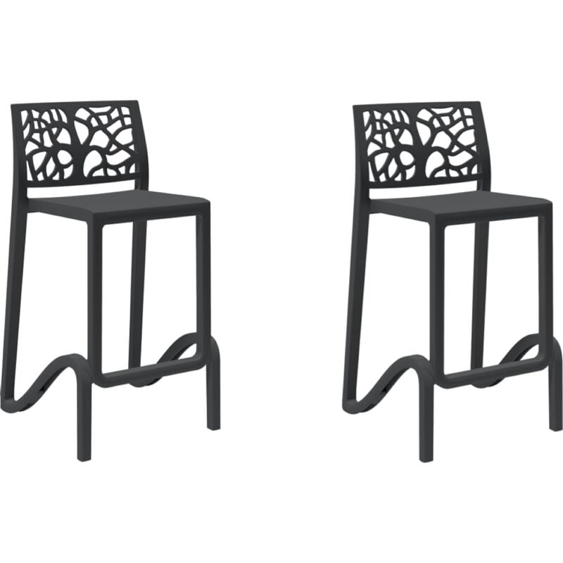 foto del prodotto liberoshopping sgabello bar alto h. seduta 65 cm con schienale teti nero set 2 pezzi