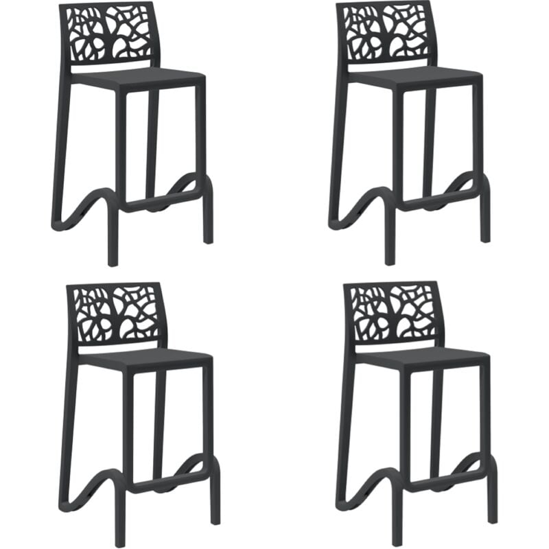 foto del prodotto liberoshopping sgabello bar alto h. seduta 65 cm con schienale teti nero set 4 pezzi