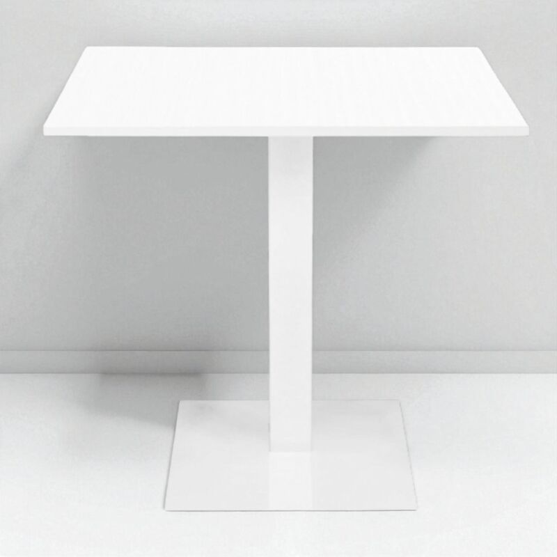 foto del prodotto liberoshopping tavolo bar ristorante 80x80 cm base bianca piano laminato bianco frassino h 75
