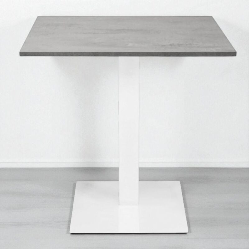 foto del prodotto liberoshopping tavolo bar ristorante 80x80 cm base bianca piano laminato cemento h 75