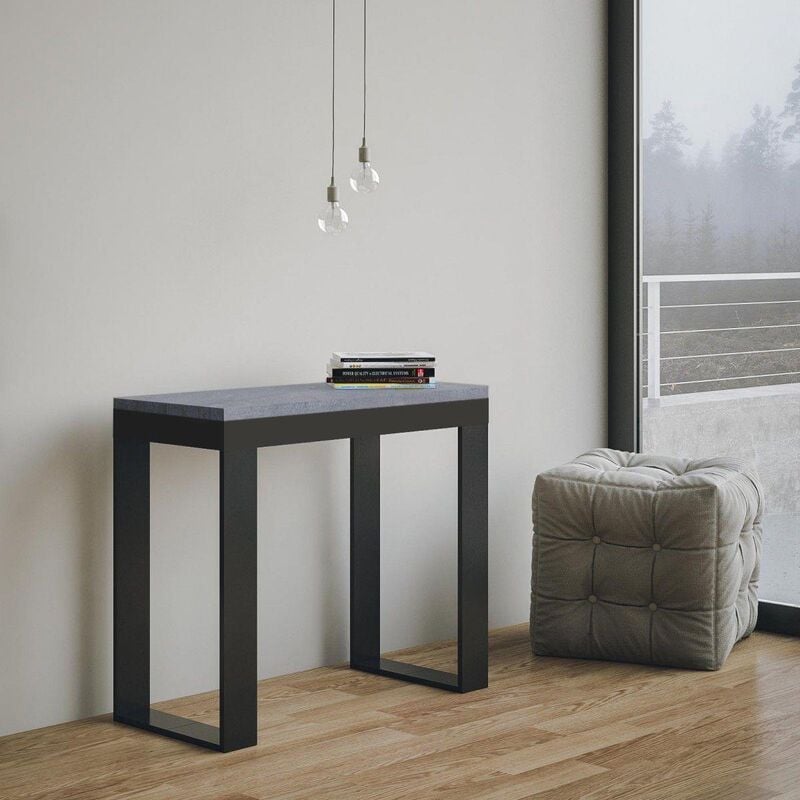 foto del prodotto liberoshopping tavolo consolle allungabile tecno evolution piano cemento telaio antracite