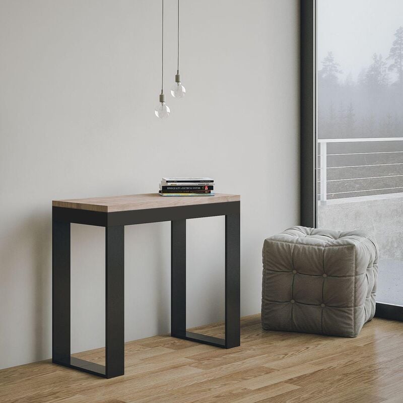 foto del prodotto liberoshopping tavolo consolle allungabile tecno evolution piano quercia natura telaio antracite