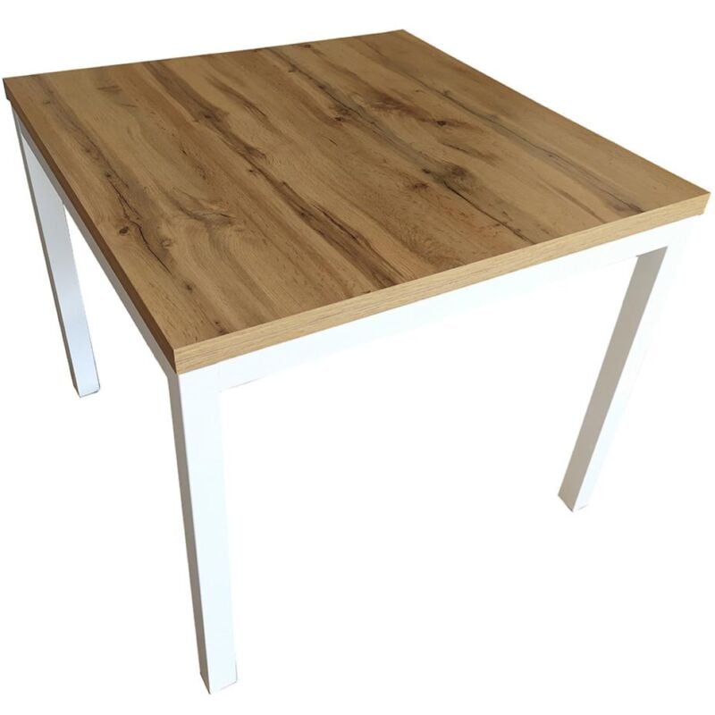 foto del prodotto liberoshopping - tavolo da cucina moderno con gambe in metallo bianche 90x90 allungabile a libro