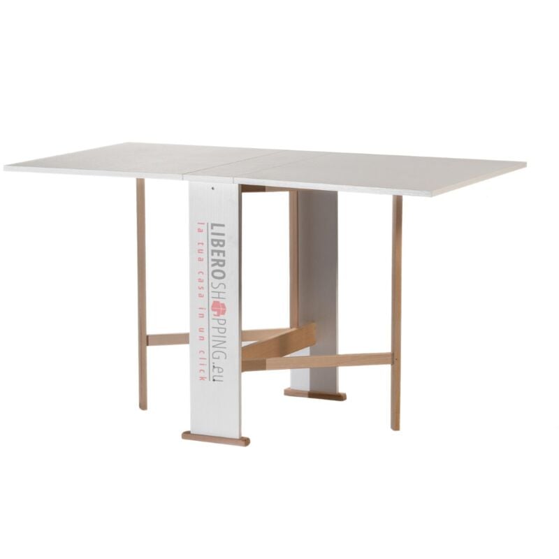foto del prodotto liberoshopping tavolo da pranzo richiudibile in legno 136x74 cm susanna bianco