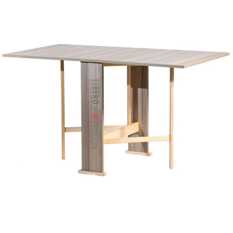 foto del prodotto liberoshopping tavolo da pranzo richiudibile in legno 136x74 cm susanna larice grigio