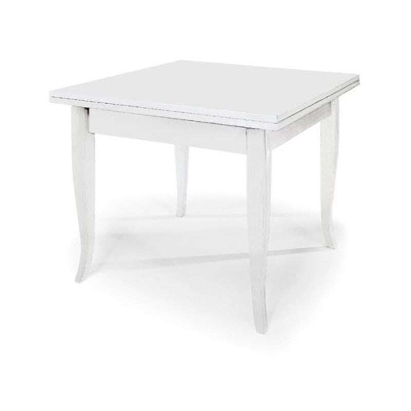 foto del prodotto liberoshopping - tavolo in legno classico a libro laccato bianco misura 100x100 small