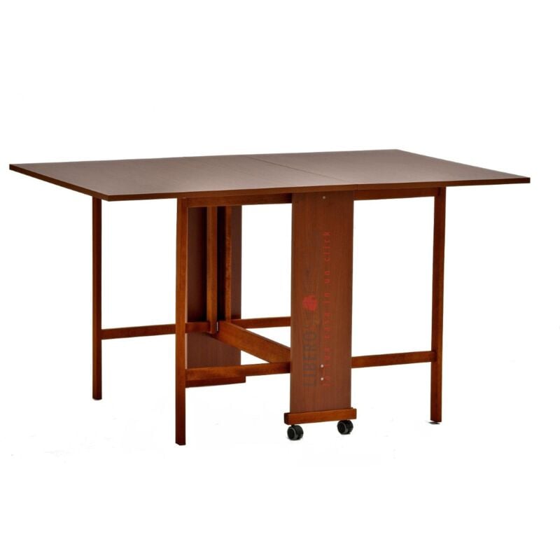 foto del prodotto liberoshopping tavolo richiudibile legno formica con ruote 140x90 cm giorgia noce