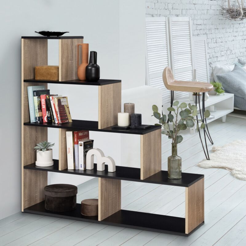 foto del prodotto librer a escalera lina en madera de haya y negro