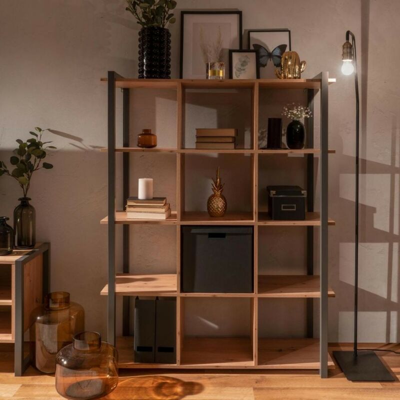foto del prodotto libreria 107x145h cm a cubi colore rovere quercia con profili antracite denver 31