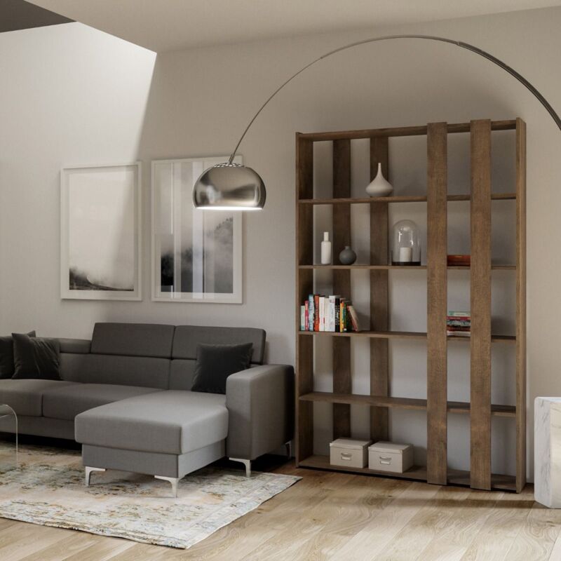 foto del prodotto libreria 120x204h cm in legno noce con 6 ripiani kato a small