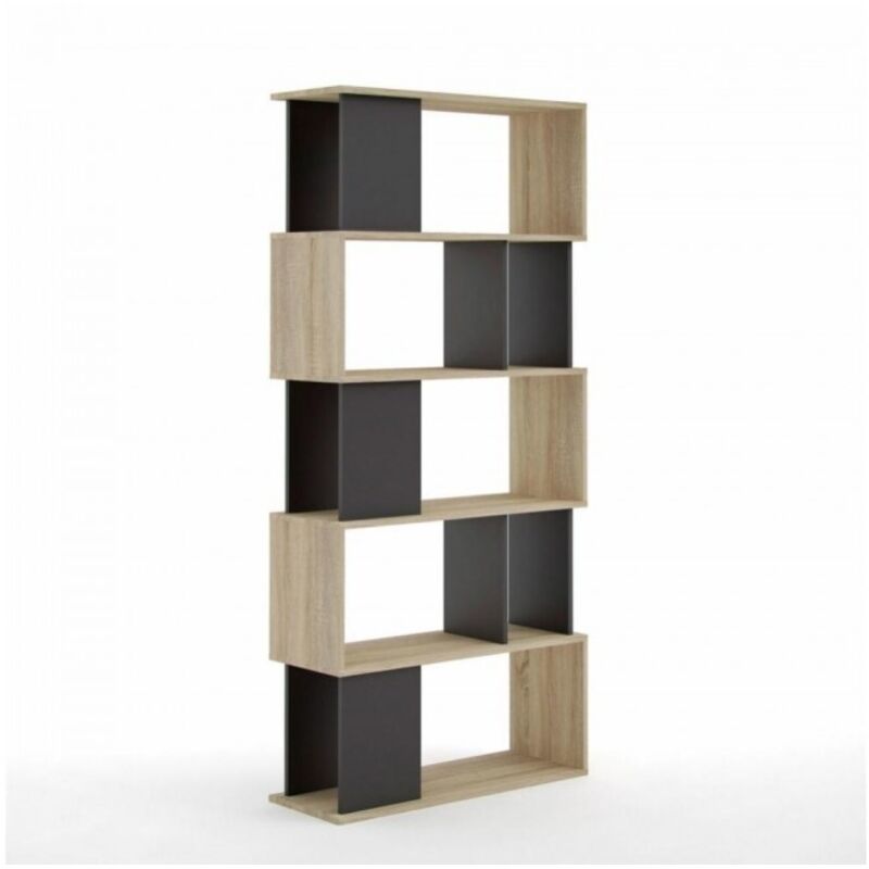 foto del prodotto libreria 174 cm nero opaco e rovere seregno