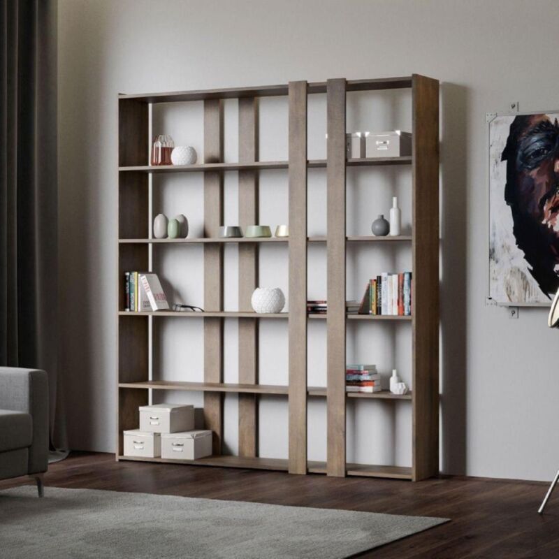 foto del prodotto libreria 178x204h cm in legno noce con 6 ripiani kato a