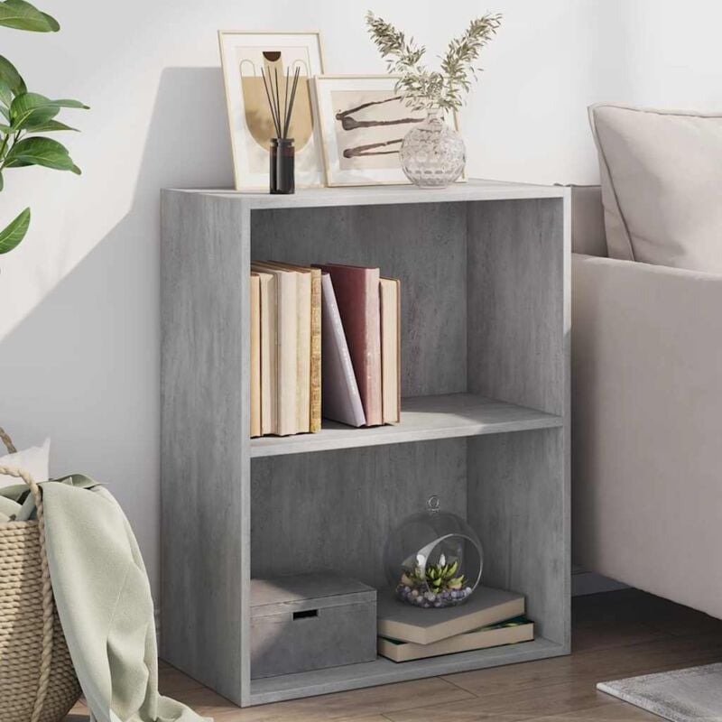 foto del prodotto libreria 2 ripiani grigio cemento 60x30x76,5 legno multistrato vidaxl