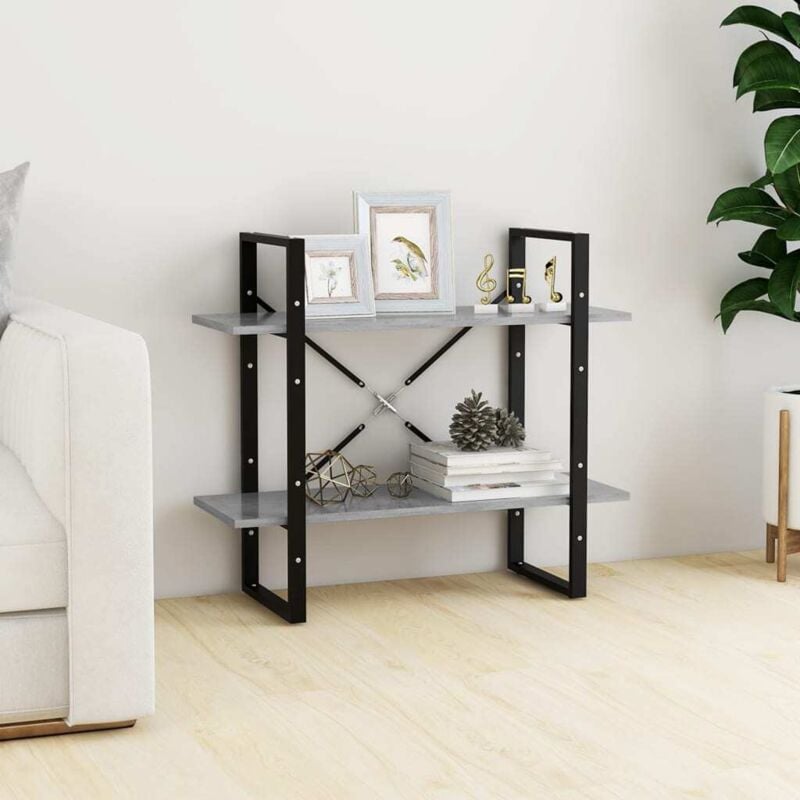 foto del prodotto libreria 2 ripiani grigio cemento 80x30x70 cm legno multistrato vidaxl