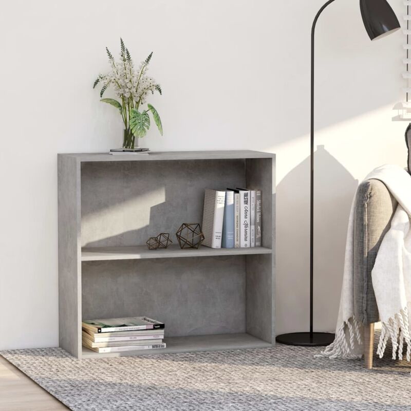 foto del prodotto libreria 2 ripiani grigio cemento 80x30x76,5 legno multistrato vidaxl