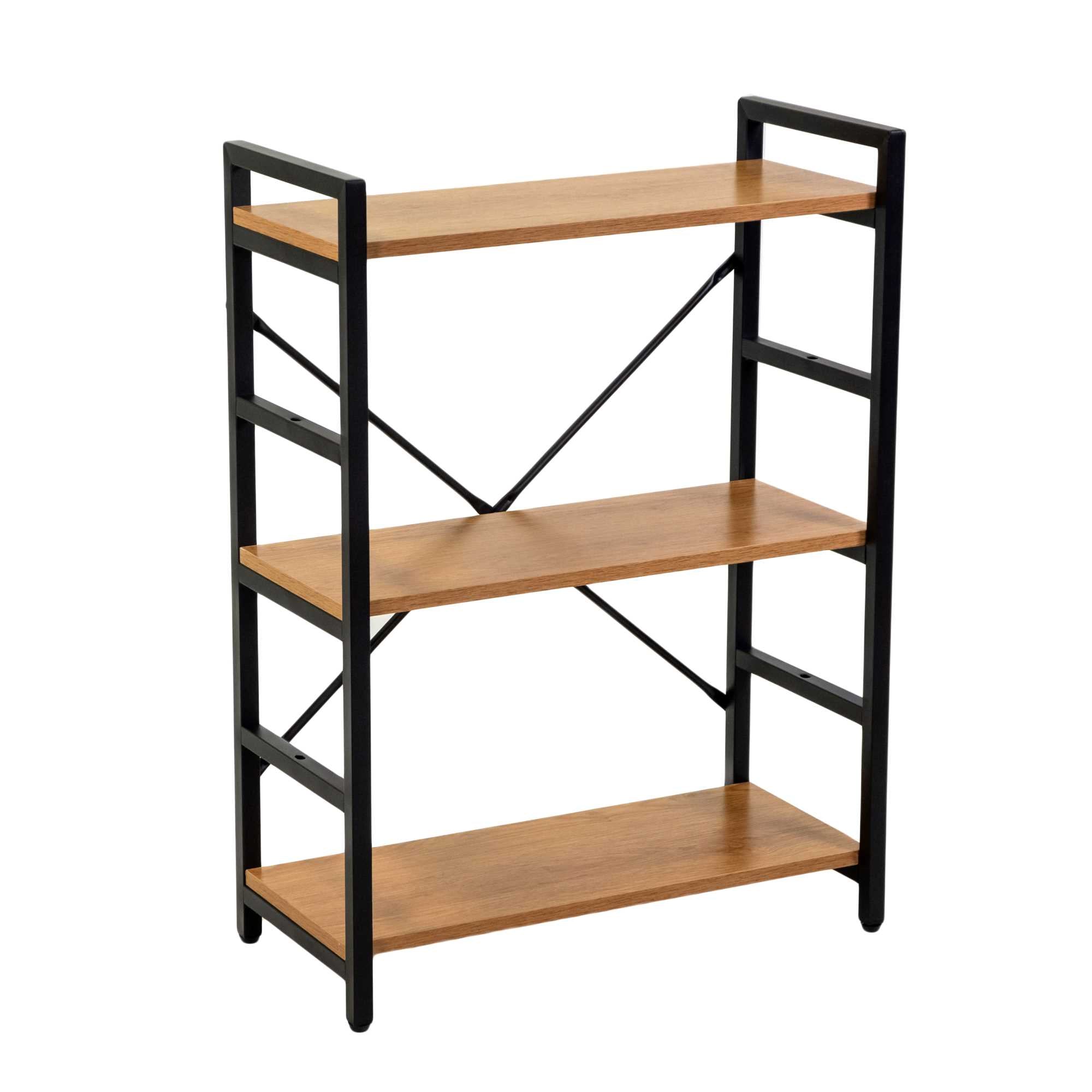 foto del prodotto libreria 3 ripiani 60x28xh83,5 cm in metallo e legno achille naturale